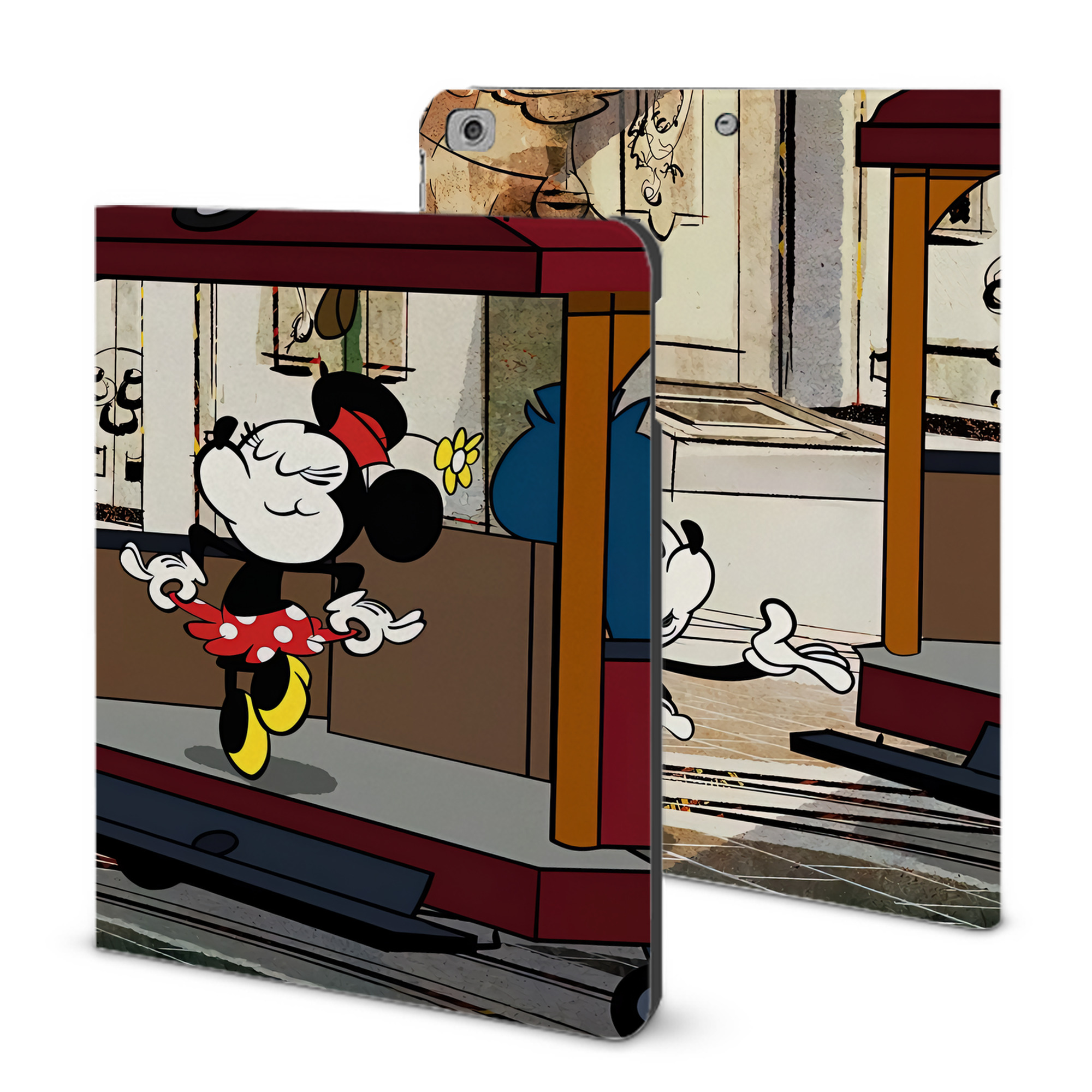 （画像用） ミッキーマウス Mickey Mouse IPad ケース ブック型 PUレザー TPU 耐衝撃 軽量 薄型 ペン収納なし 全面保護 IPad 各モデル対応